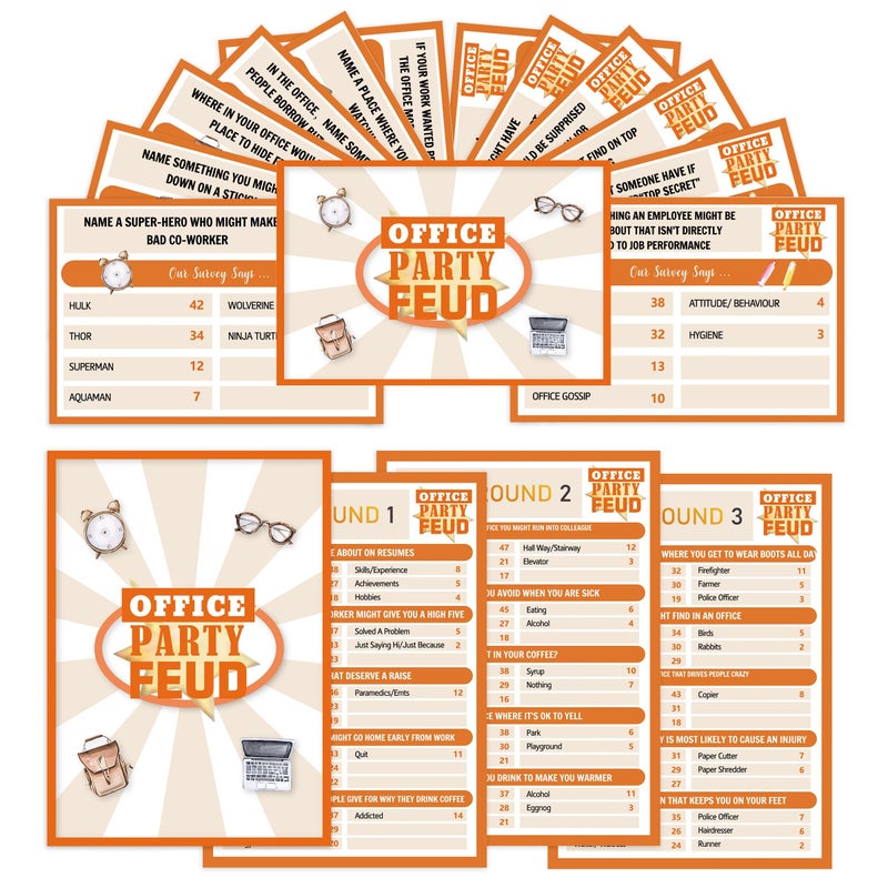 لعبة Xenseou Office Party Feud، ألعاب الأنشطة المكتبية، مجموعة ألعاب Office Trivia، ألعاب لبناء الفريق، ألعاب الحفلات المكتبية ومستلزمات الأنشطة-OF03 - Image 1